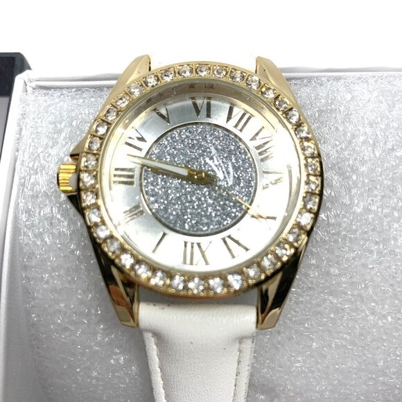 Kessaris KS1217 Crystal Studded Oversize Analog Watch Gold/White 9"L - Picture 2 of 9